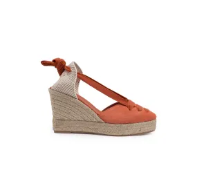 Gimena Burnt Orange Top Laces High Wedge Espadrille