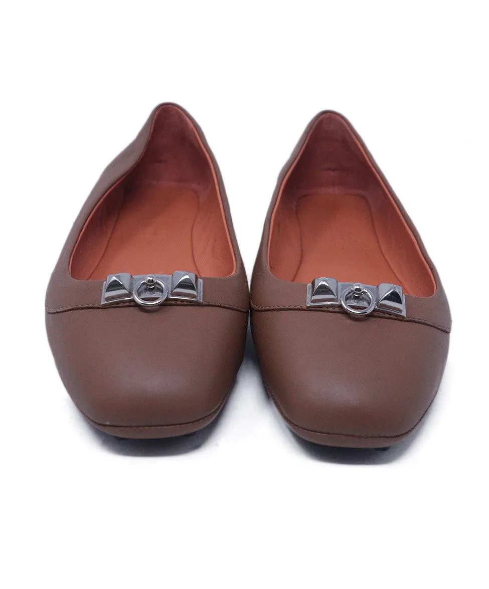 Hermes Tan Leather Flats sz 5