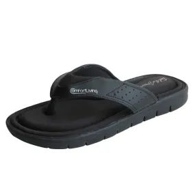 Men's Flip Flops Black Memory Foam Summer Sandals