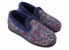 Padders Womens Repose Slippers Denim Floral Cord