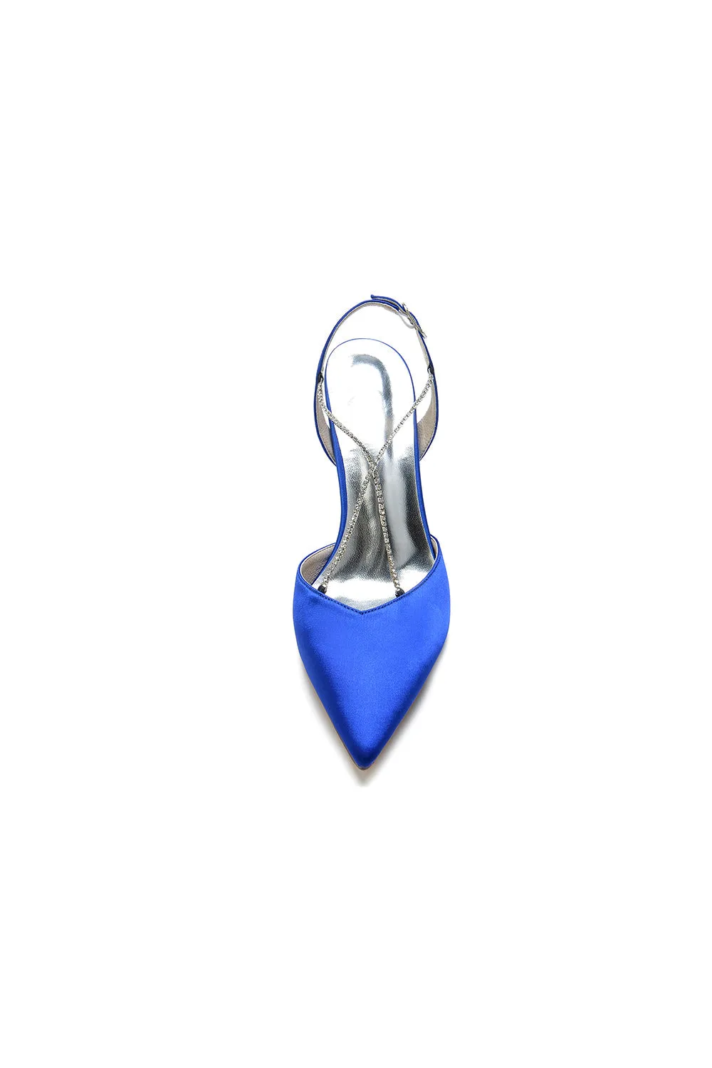 Pointed Toe Crystal Ankle Strap Stiletto Heels
