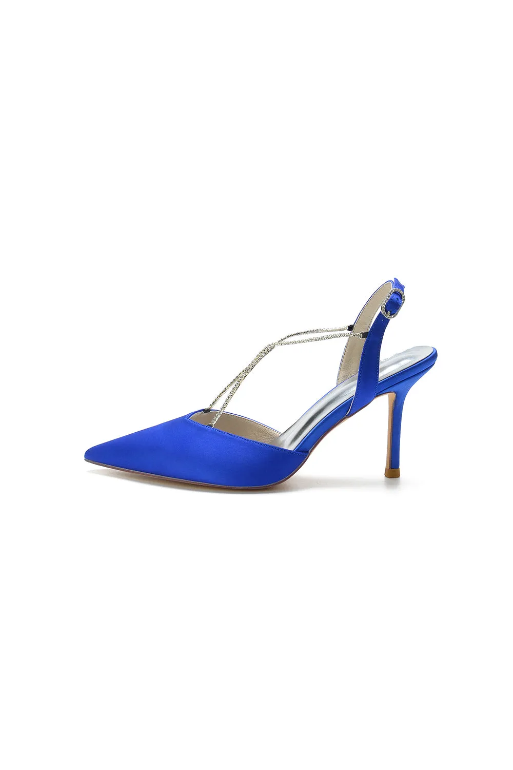 Pointed Toe Crystal Ankle Strap Stiletto Heels