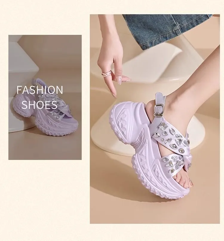 Rhinestone Comfy Heightening Sandals