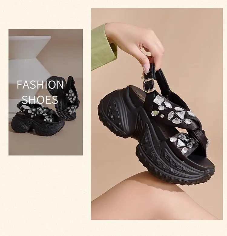 Rhinestone Comfy Heightening Sandals
