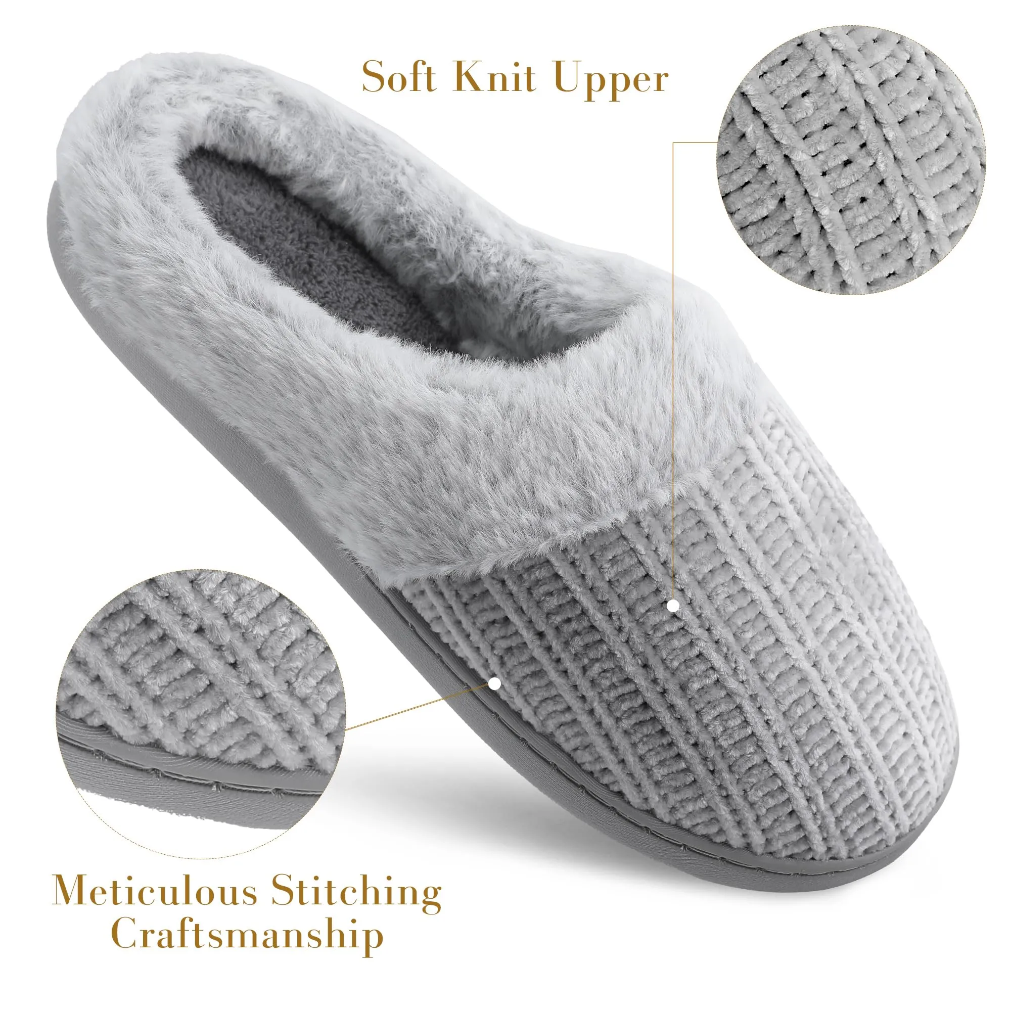 Slippers for Women Memory Foam Fuzzy House Slippers Bedroom Non-slip Warm Fluffy Plush Womens Slippers