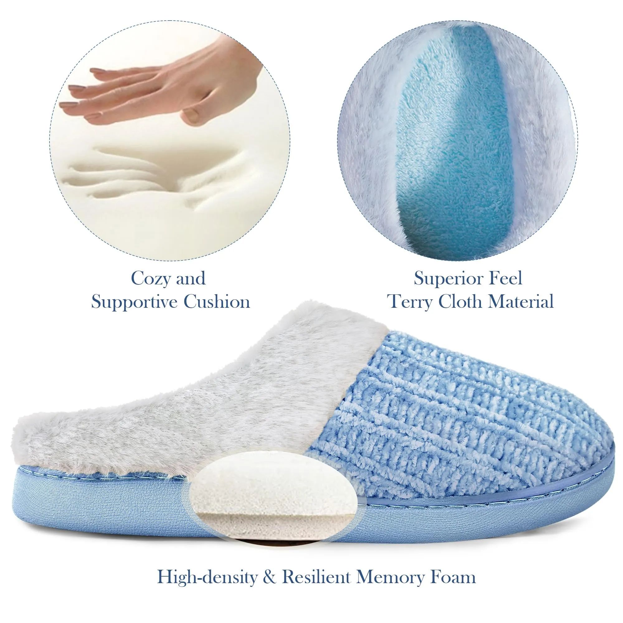 Slippers for Women Memory Foam Fuzzy House Slippers Bedroom Non-slip Warm Fluffy Plush Womens Slippers